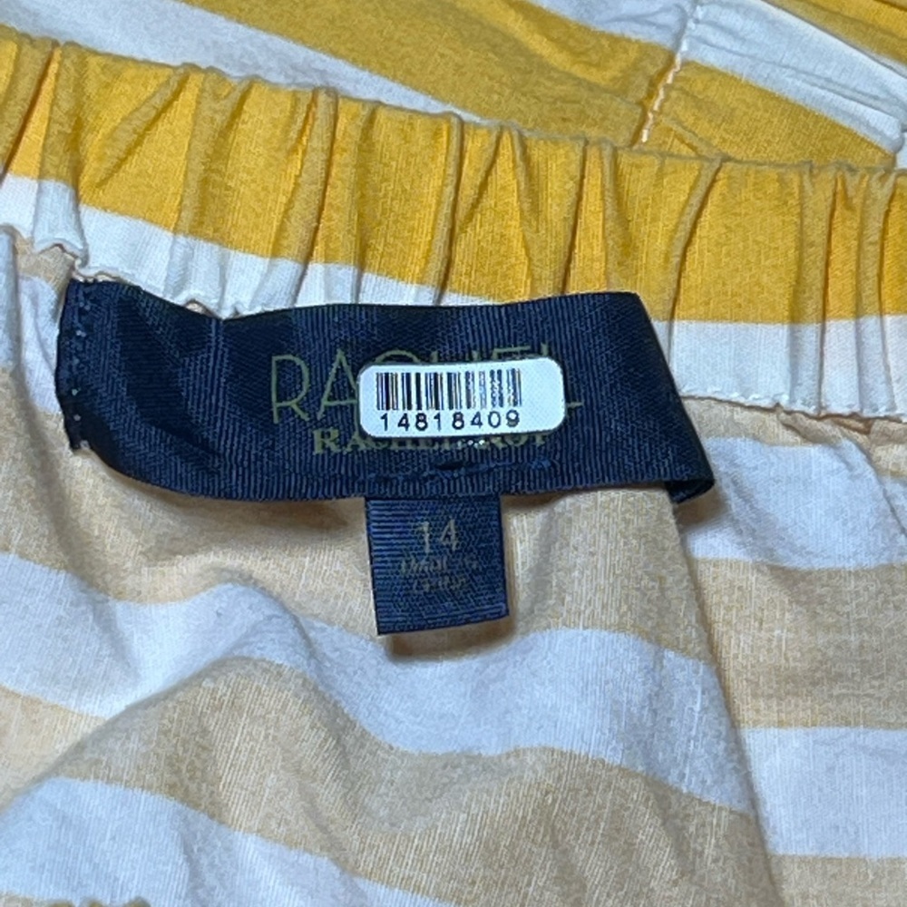 Rachel Roy Yellow Striped One-Shoulder Maxi Dress Cotton Size 14 - Picture 5 of 5